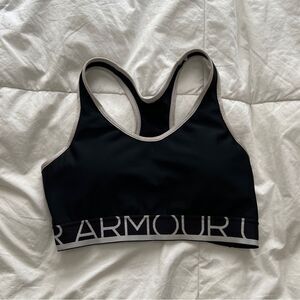Under Armour Women's HeatGear Sports Bra (Black / White) Size XS/S